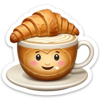 Croissant with cappuccino sticker
