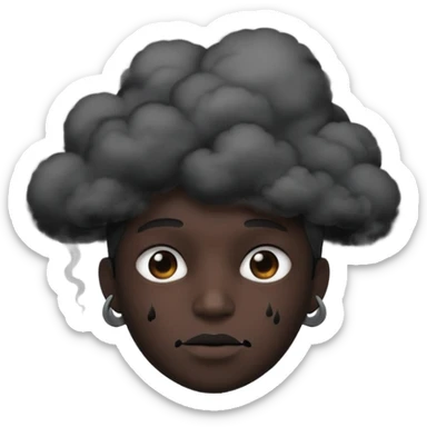 A pitch black head covered in black smoke  sticker