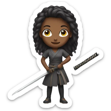 Girl holding katana sticker