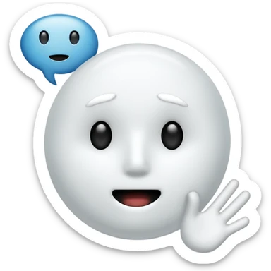 A very simple white stickman with no dostinc features but a mouth with awhite bubble chat above his head sticker