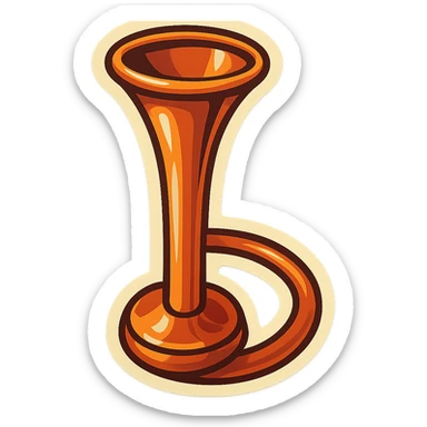 Obstetric Pinard stethoscope, angled view, retro stickers style, soft rounded shapes, expressive contours, vintage color palette, light paper texture, shadows and highlights, transparent background sticker