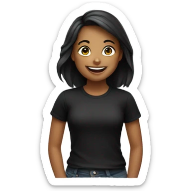smiling girl in black shirt sticker