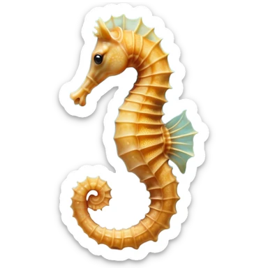 Beautiful and Majestic Sea Horse Portrait Emoji, Head and body rendered in serene repose with a gentle, content smile, showcasing a slender, elegantly curved seahorse with a softly coiled tail and eyes gently closed in peaceful slumber, Simplified yet exquisitely endearing features, highly detailed, glowing with a soft, drowsy aquatic light, high shine, relaxed and utterly enchanting, stylized with an air of majestic marine beauty, soft glowing outline, capturing the essence of a beautiful and majestic seahorse that embodies the enchanting spirit of the ocean! sticker