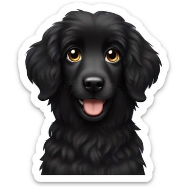 Black longfur dog with floppy ears happy sticker