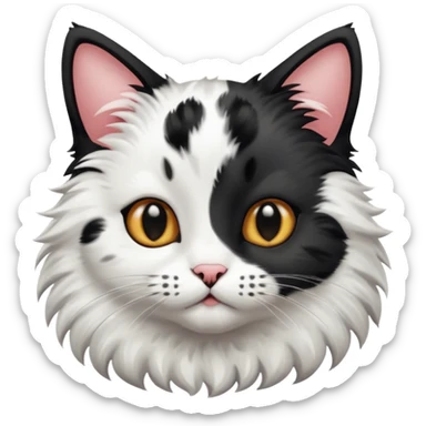 Cute cat black and white stain like a cow sticker