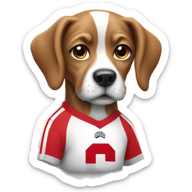dog wearing ohio state jersey  sticker