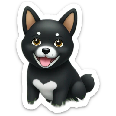 cute black shiba sit on the grass sticker