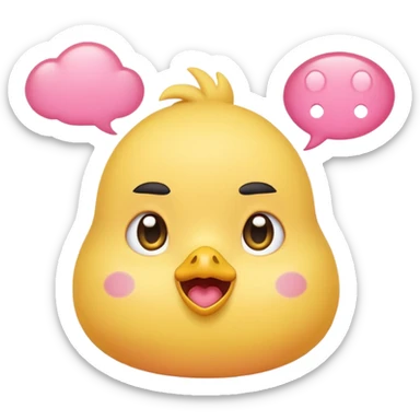 A smart chick emoji with a thinking bubble sticker