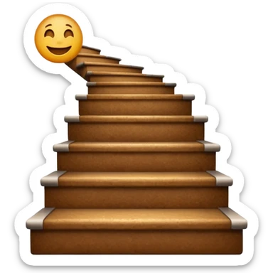 Shit emoji smiling with background: heaven stairs and light sticker