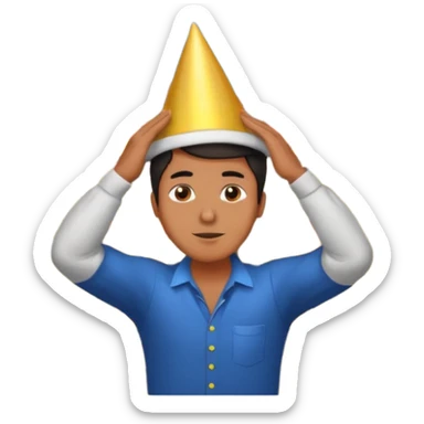 a man stands with his hands on his head, a house on fire behind him, at night, apple style emoji sticker