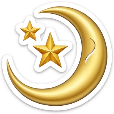 Star and Crescent emoji with black background and no face only star and crescent. sticker