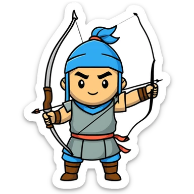 traditional Mongolian warrior bow and arrow sticker