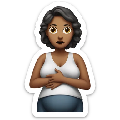 Uncomfortable and angry pregnant woman sticker