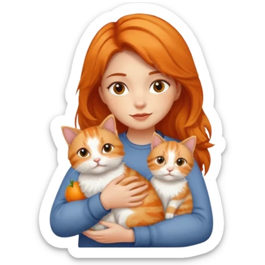 girl holding two cats sticker