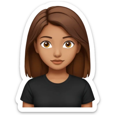 a pretty fair indian bratz girl with brown hair. with a black tshirt sticker