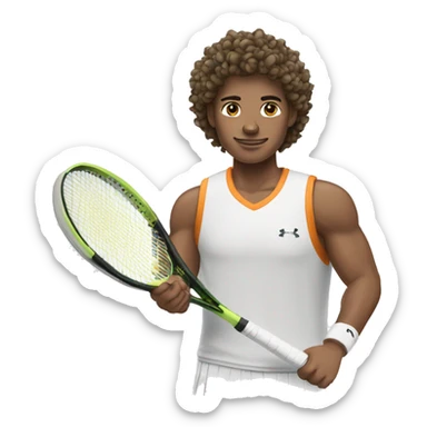 White Tennis player with curly wavy hair and slight freckles sticker