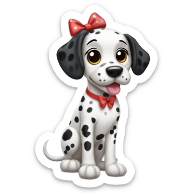 dalmation girl doggie with a bow sticker