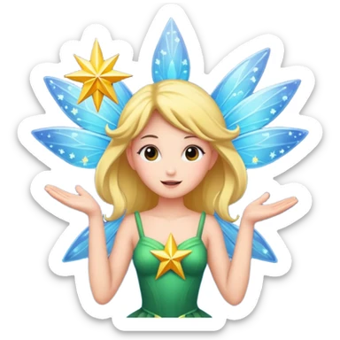 fairy character idea pose with star burst above head sticker