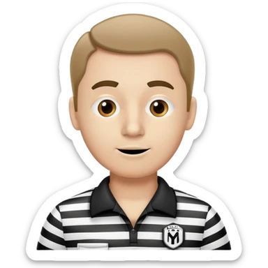 A sports referee with a whistle wearing black and white striped shirt sticker
