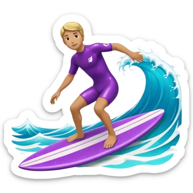 glitter surfer purple surf in wave ocean cian sticker