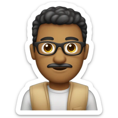 homem pardo de oculos redondo olhos castanhos claros cabelo preto  sticker