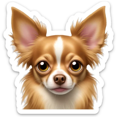 Red long hair deer head chihuahua with wispy hair all along ears pink nose and hazel green eyes sticker