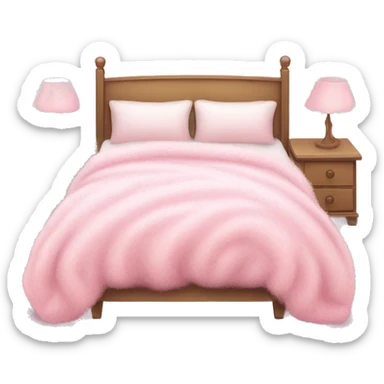 White bed with pink fluffy blanket and pink pillows  sticker