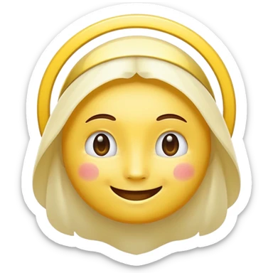 A smiling emoji with a white halo above its head sticker