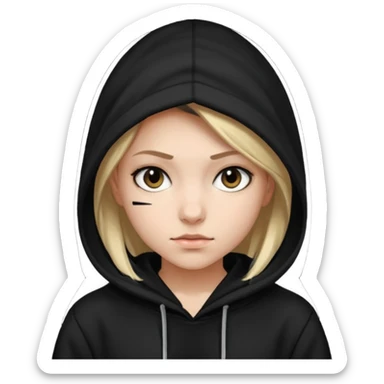 hacker girl with black hoodie sticker