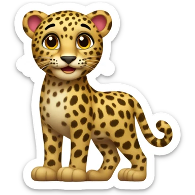 A leapord holding up an I love you sign  sticker