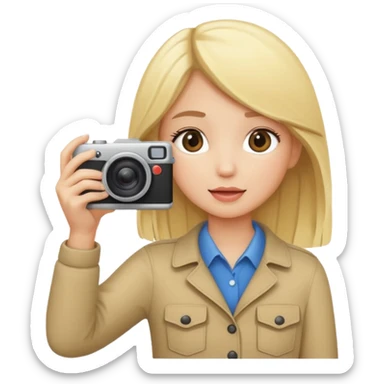blonde girl photographer cartoon taking picture in middle of taking picture sticker