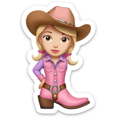 Cowgirl with pink boots sticker