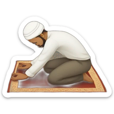 Muslim man prostrating himself on a carpet sticker