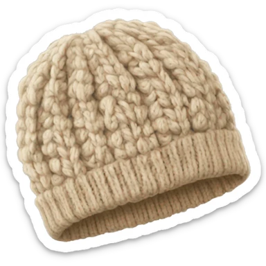 Beige knitted wool cap piece of clothing sticker