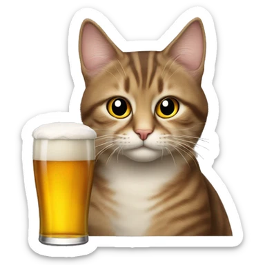 Gato com copo de cerveja sticker