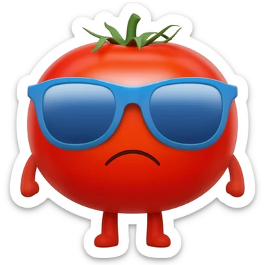 un tomate con lentes de sol molesto sticker