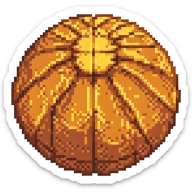 basketball, orange ball, pixel art style sticker