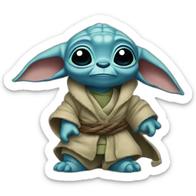 stitch-fait-un-calin-à-Yoda sticker