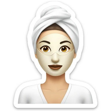 Lady with face mask spa beauty full face relaxing sticker