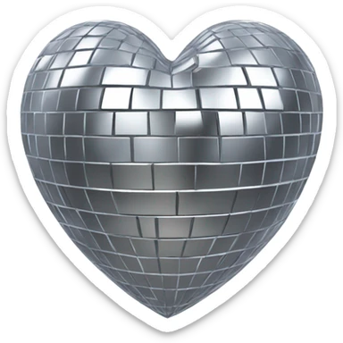 Silver Disco ball heart  sticker