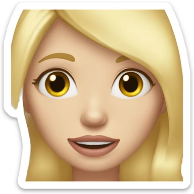 female human blonde hair, hazel eye, sticking tongue out sticker