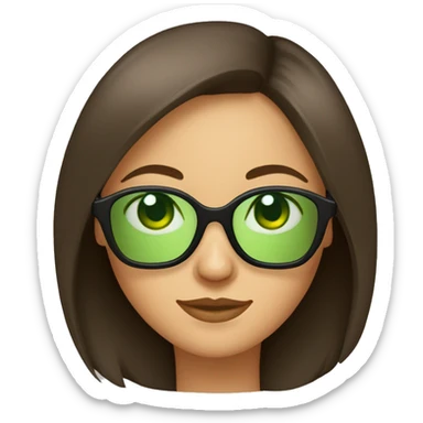 Fille brune au carré long avec des lunettes yeux vert sticker