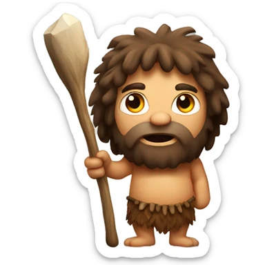 caveman with stick sticker