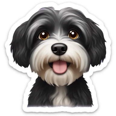 Black havanese dog sticker