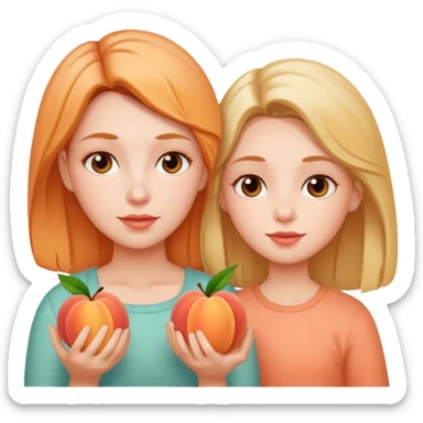 Mom and daughter with peaches  sticker
