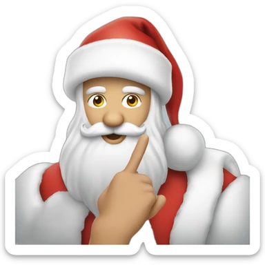 santa hushing people we can see his finger sticker