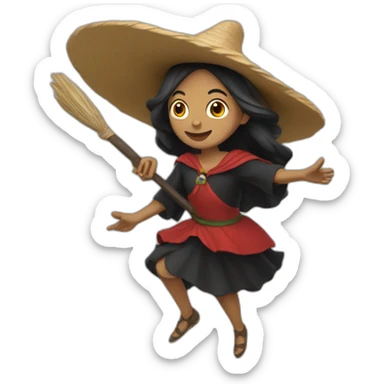 Bruja en escoba volando sticker