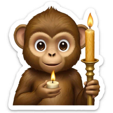 candle-holding monkey sticker