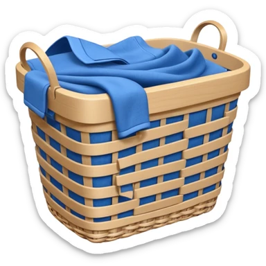 white LAUNDRY BASKET WITH FOLDED blue CLOTHES sticker