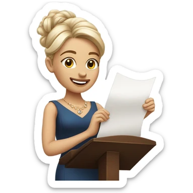 White girl reading speech at wedding  sticker